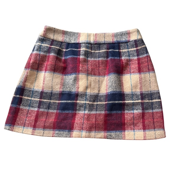 NWT RIHOAS Red Plaid Zipper Fly Tweed Flannel A-Line Mini Skirt - Picture 5 of 11